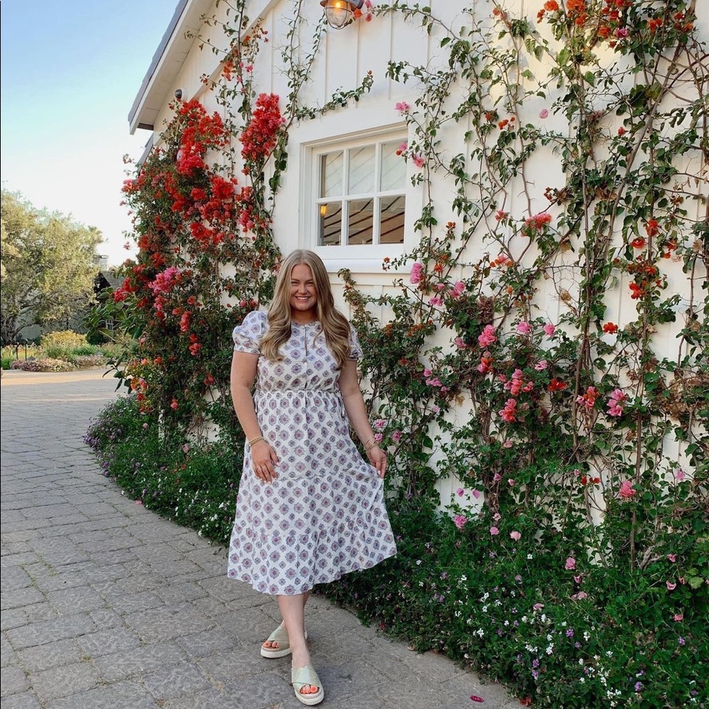 Loft Tiered Button-Up Dress